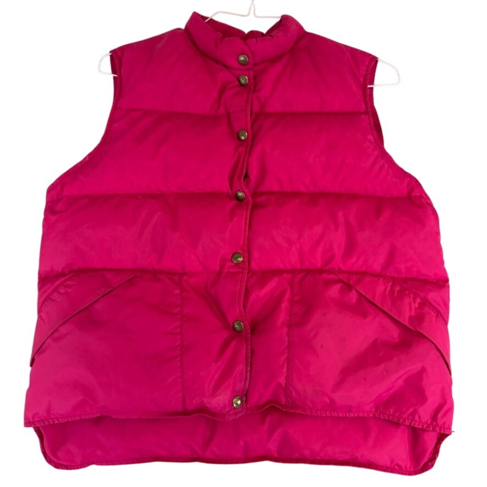 Vintage LL Bean Womens Pink Goose Down Puffer Vest Size L Made in USA 4238 B